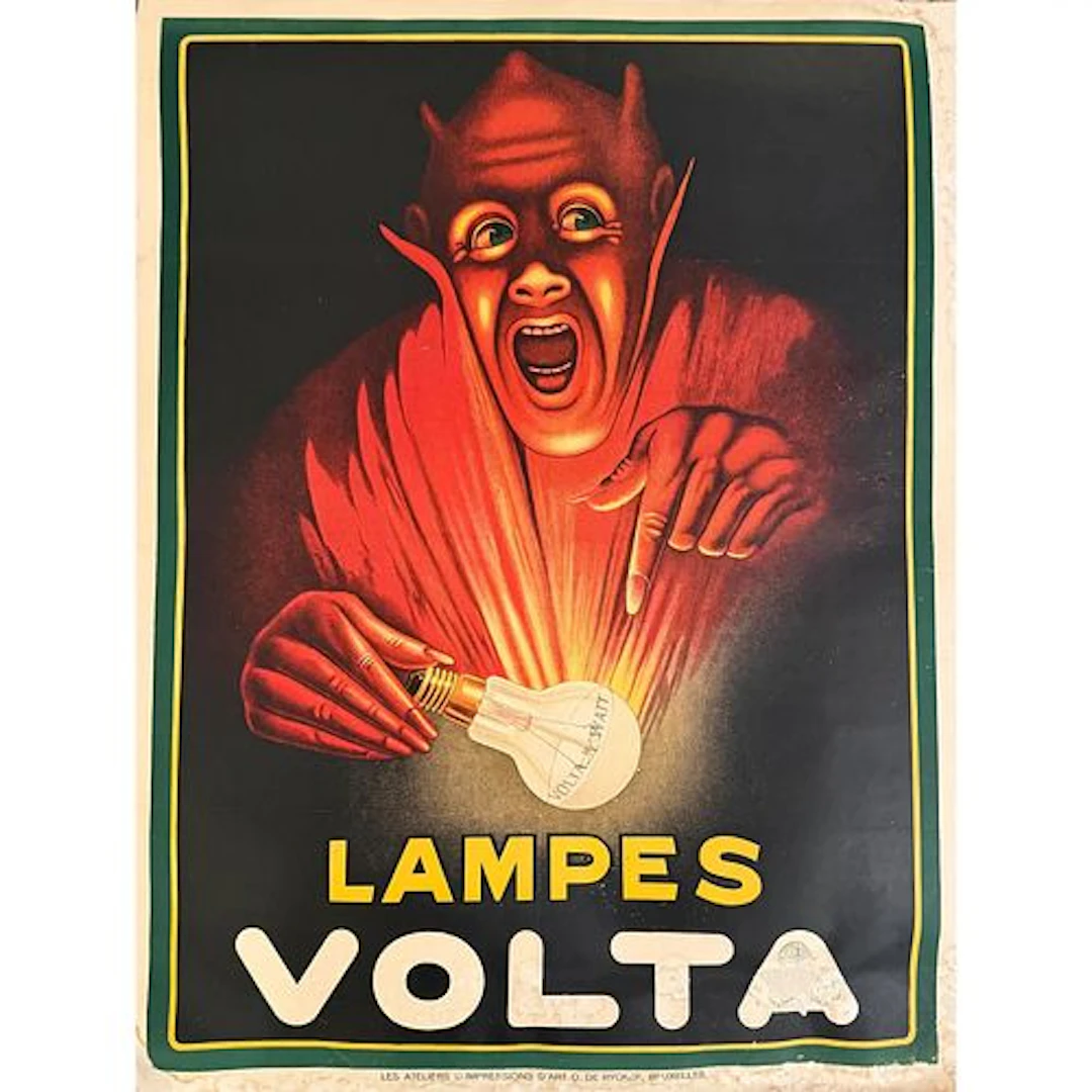 Lampes Volta - Belgian Electric Lighting Advertising Poster, C. 1920-1925