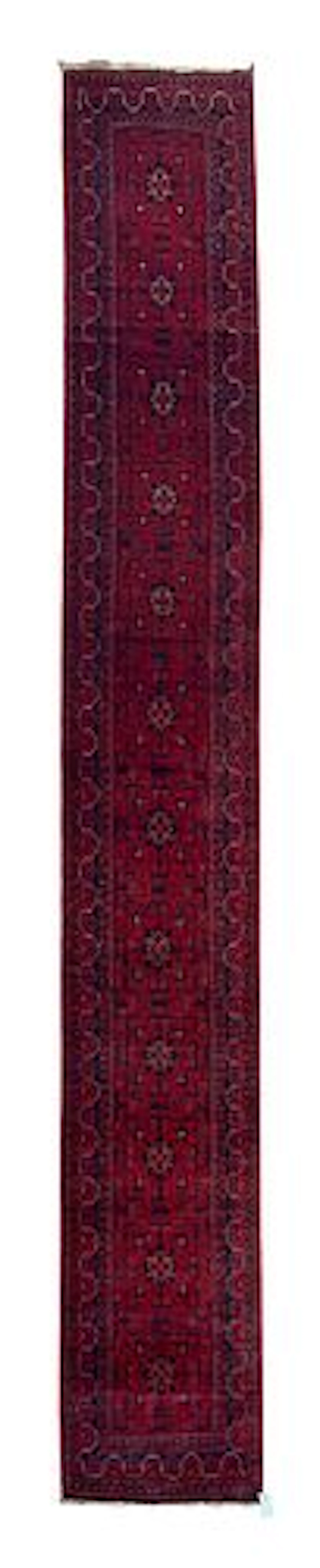 Vintage Afghan Turkmen Wool Runner 2'9" x 19'2"