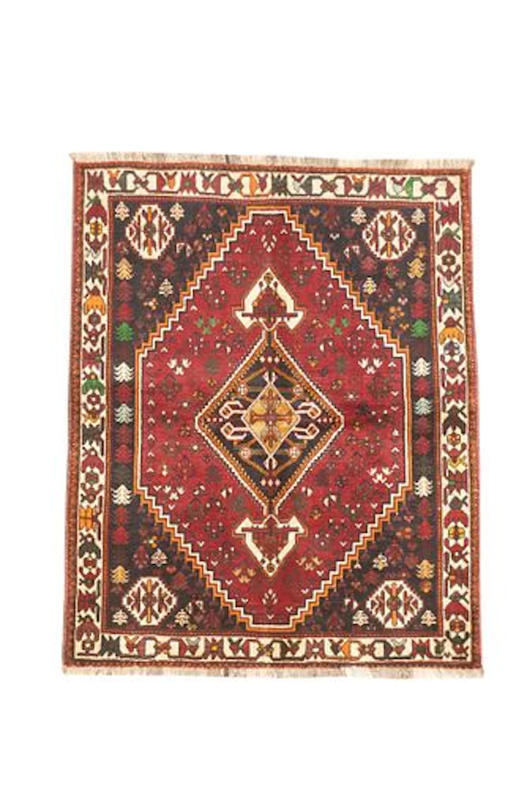 Vintage Persian Qashqai Rug 4'6" x 5'6"