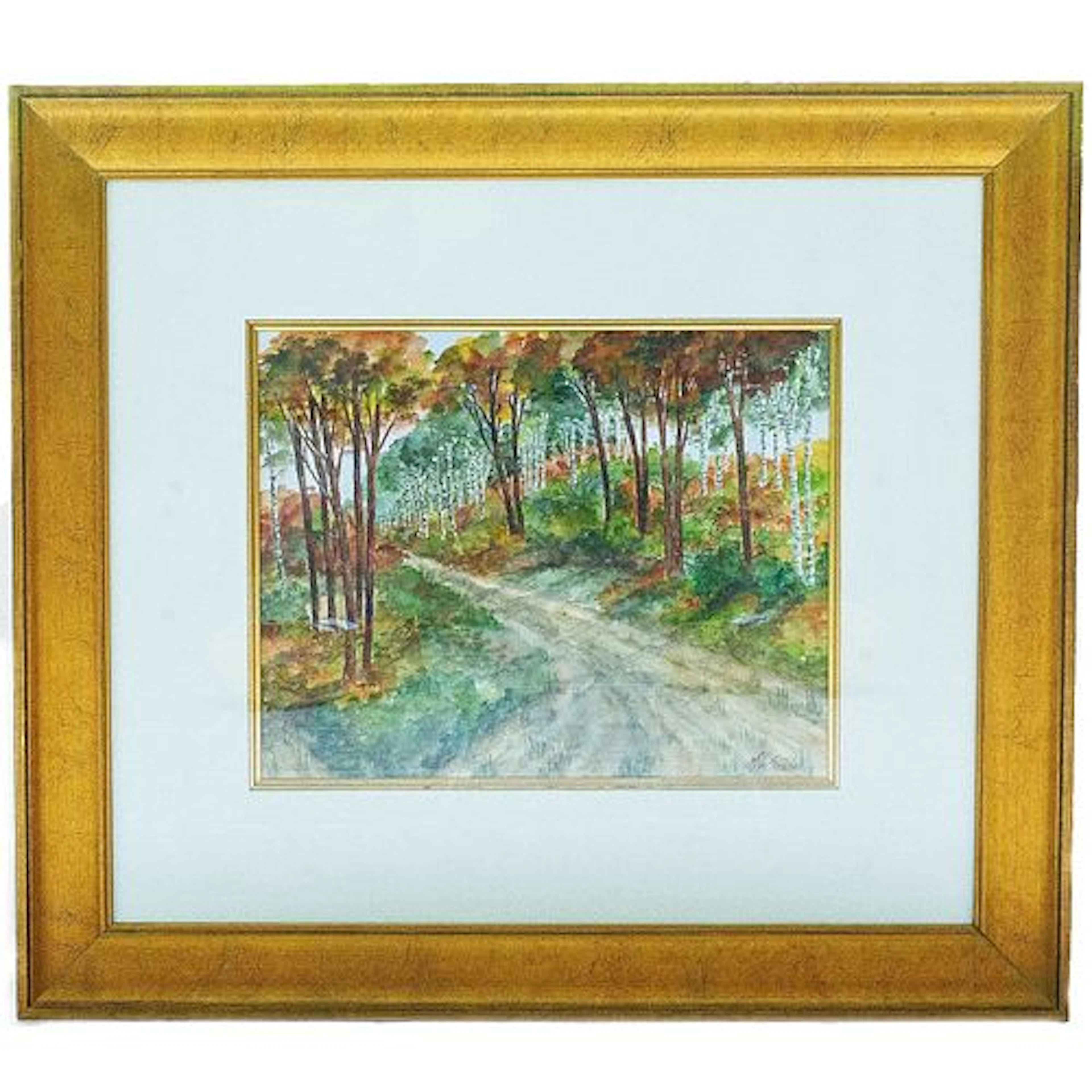 Late 20th Century Mc Boisson - Woodland Path, Watercolor on Paper