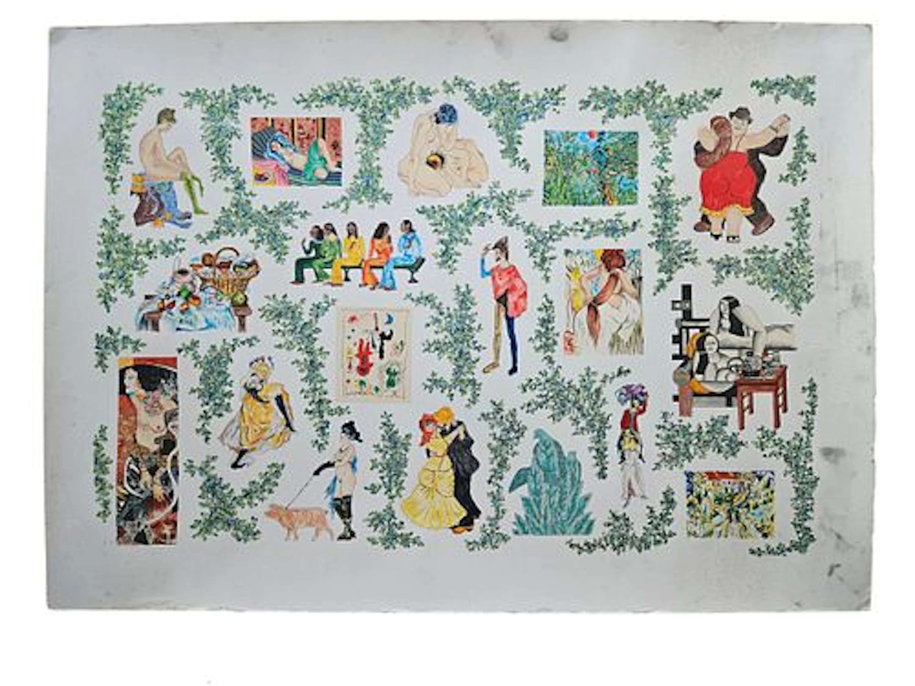 Contemporary Figural Collage, Homage to Modern Art, Color Print on Paper