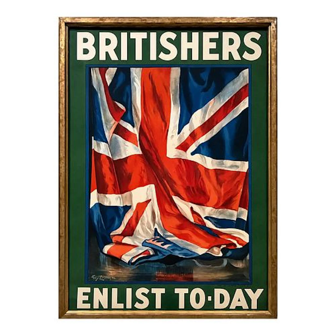 Guy Lipscombe - Britishers Enlist to-Day, WWI Recruitment Color Lithograph