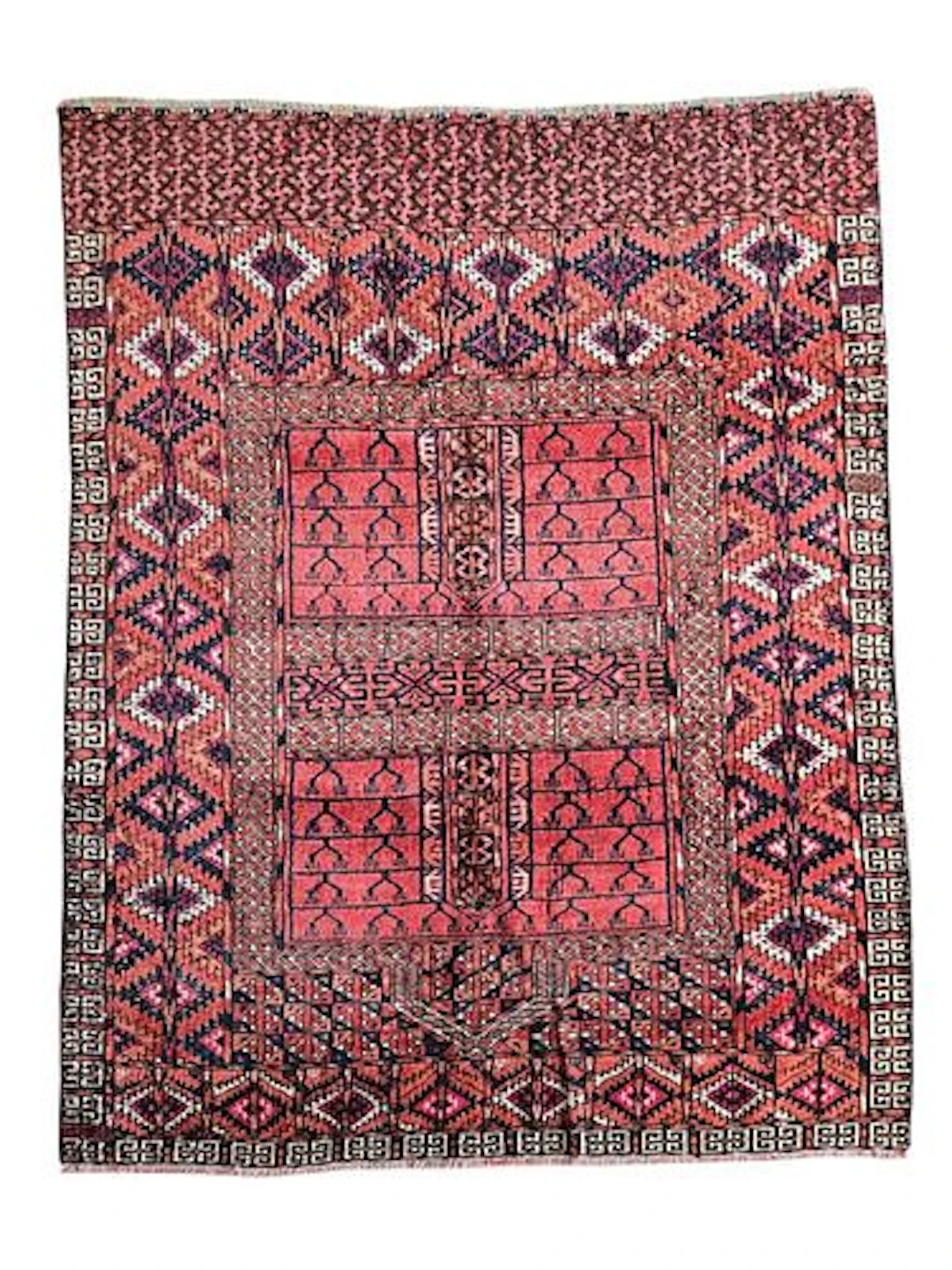 Vintage Hachlou Turkmen Teke Rug 3'10" x 4'11"