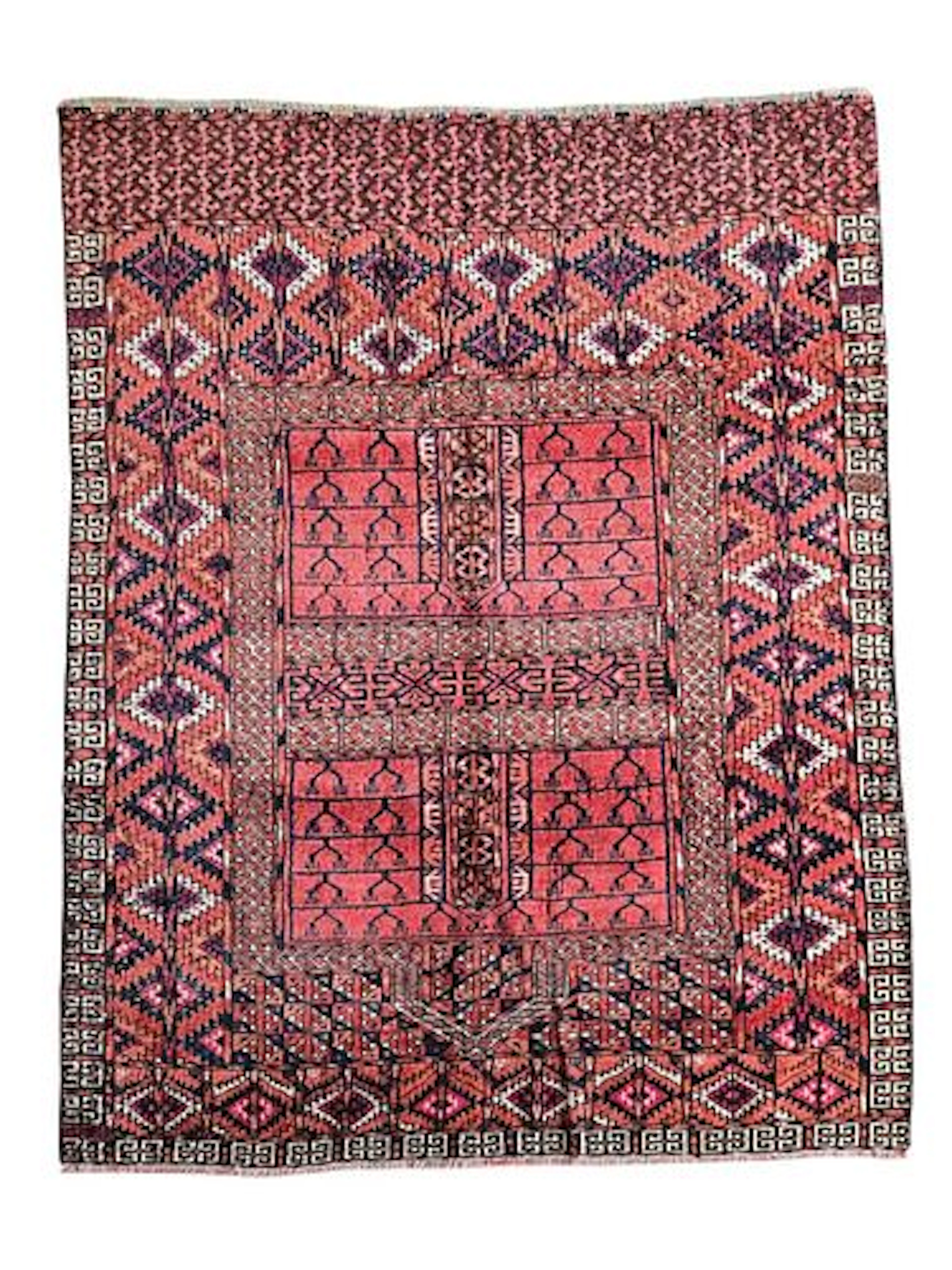 Vintage Hachlou Turkmen Teke Rug 3'10" x 4'11"