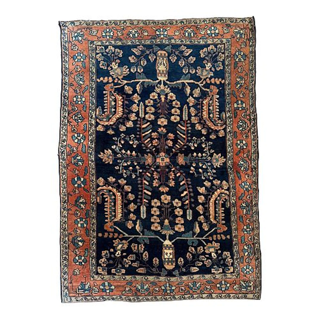 Antique Persian Sarouk Mohajeran Rug 3'2" X 4'7"