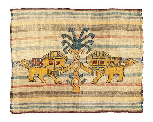 Antique Handwoven Gabbeh Palas Textile Art 4'2" x 5'