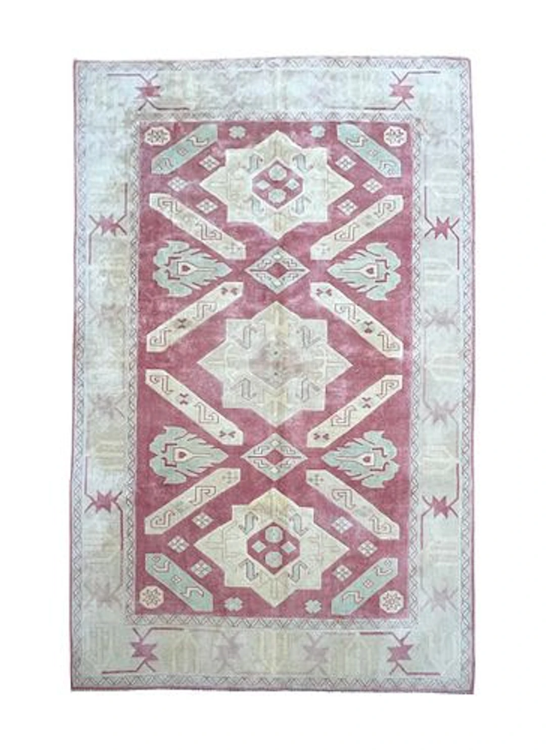 Vintage Turkish Hand Knotted Wool Rug 6'9" x 9'7"