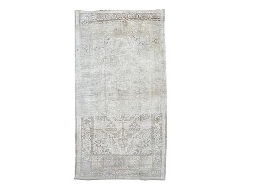 Vintage Turkish Hand Knotted Wool Rug 4'1" x 7'3"