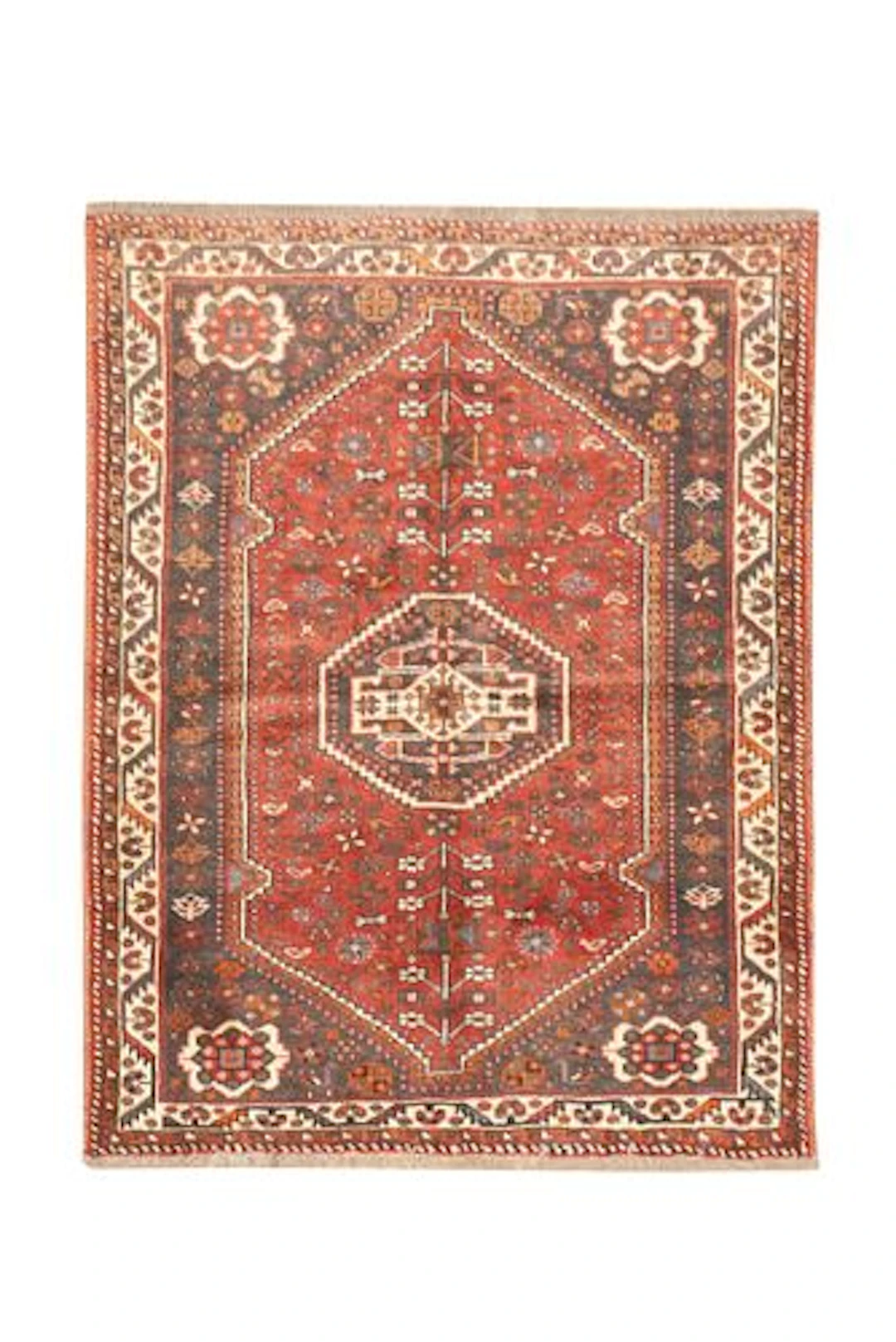 Vintage Persian Qashqai Rug 3'8" x 4'9"