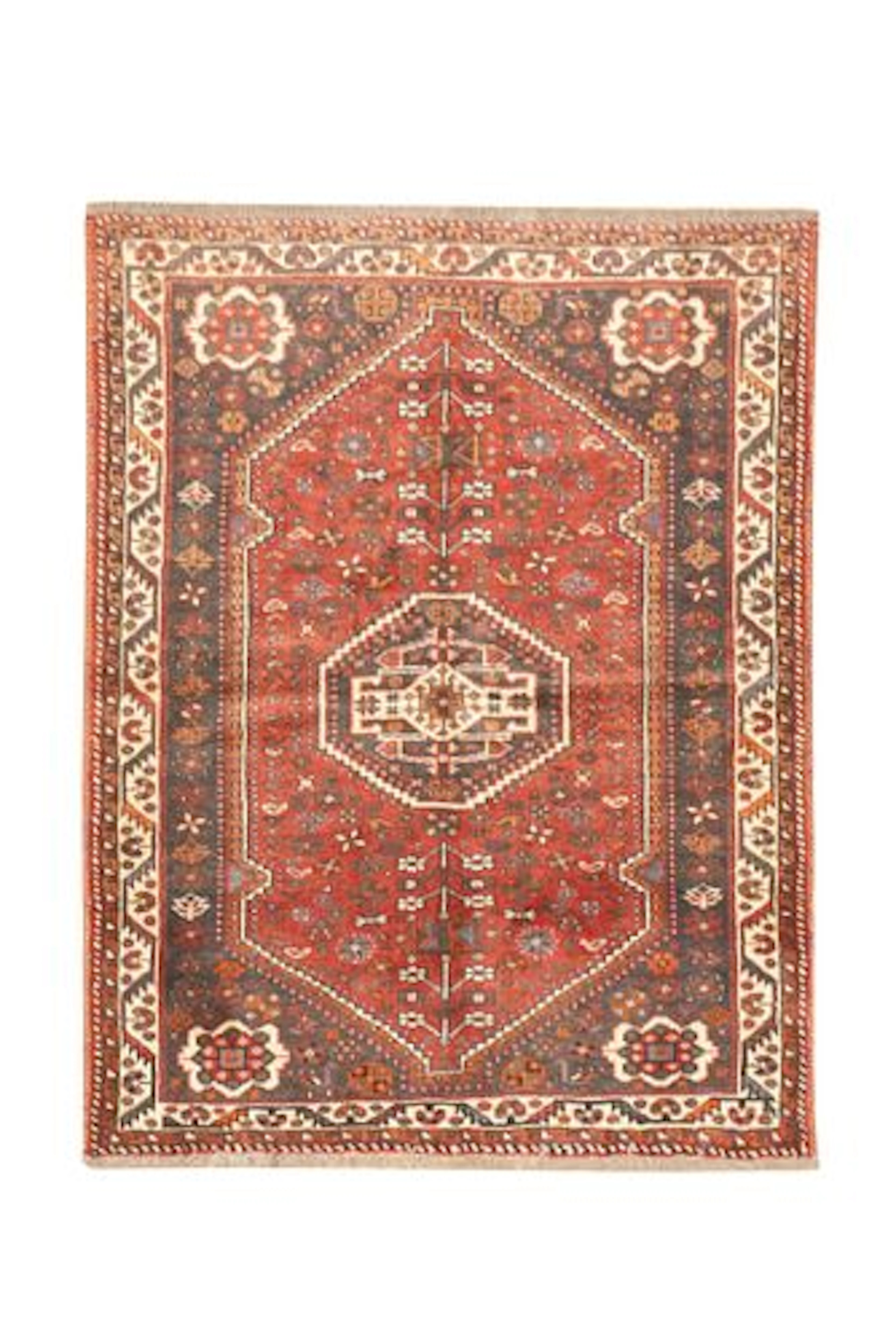 Vintage Persian Qashqai Rug 3'8" x 4'9"