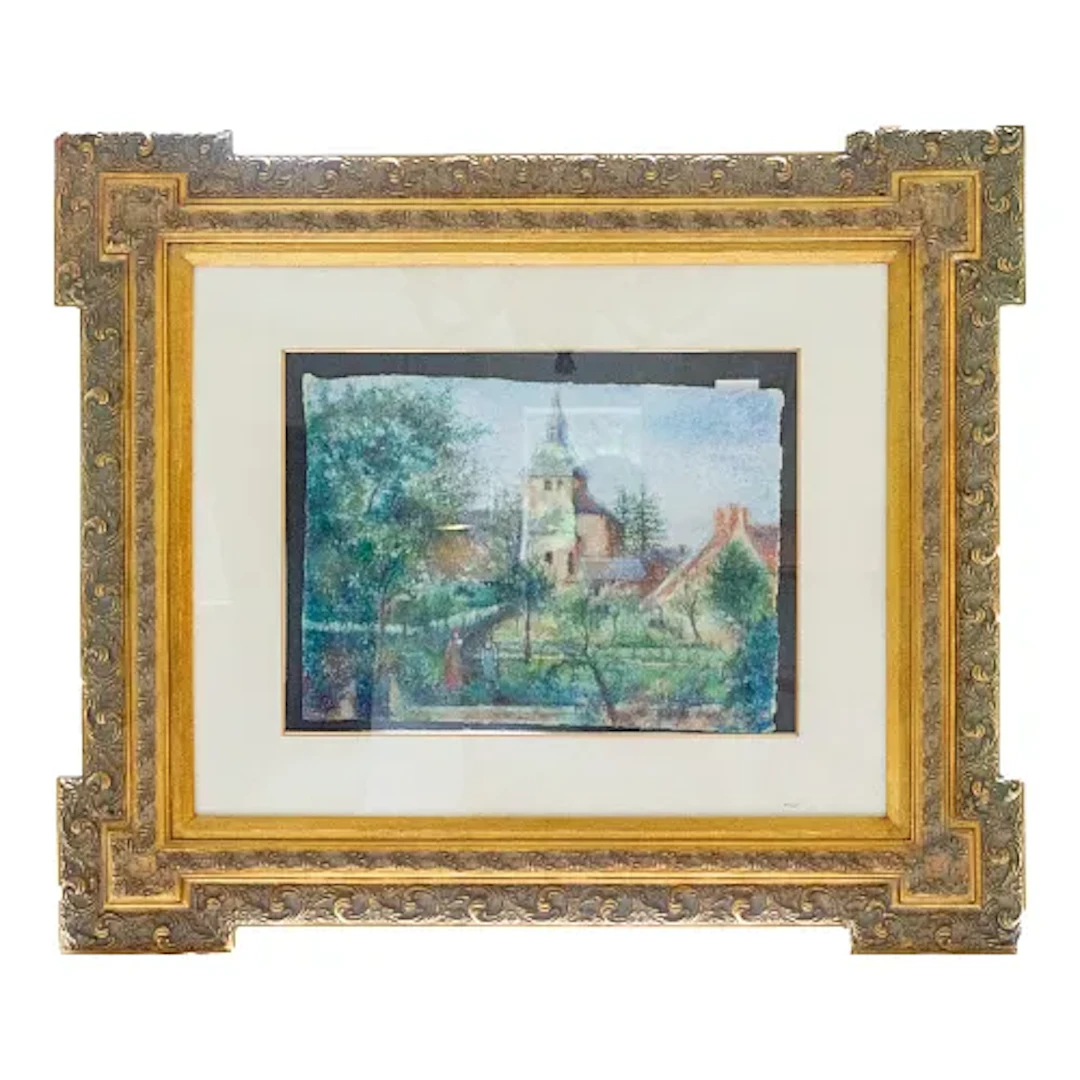 Late 20th Century H. Claude Pissarro - Le Manoir De Lecy, Pastel