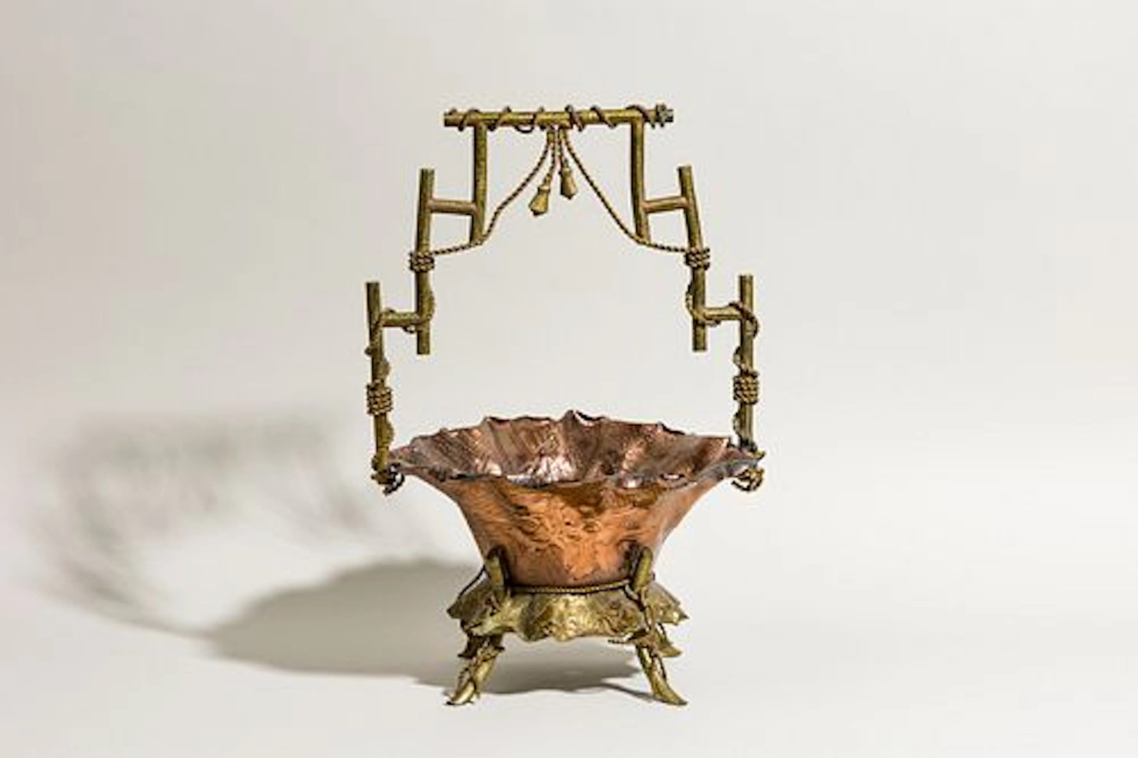 Victorian Aesthetic brass and copper faux bamboo centerpiece
