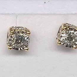 2.12 ct. Natural Round Diamonds Screw Back Earrings in 14K Yellow Gold