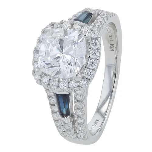 2.54 ct. Vera Wang Lab Grown Diamond & Sapphire Engagement Ring in