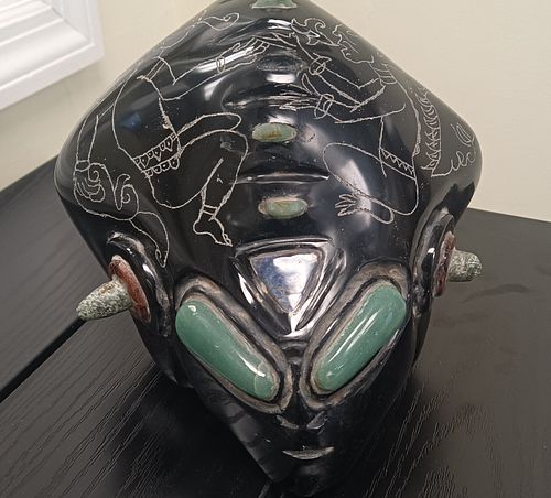 Alien Head Carved Sculpture From "Tula Mexico" Archaeological Find