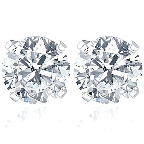 4.00 ct. Natural Round Diamonds Stud Earrings Set in 14k White Gold