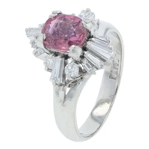 GIA 1.79 ct. Pink Kenya Sapphire & Diamond Fashion Ring Set in Platinum
