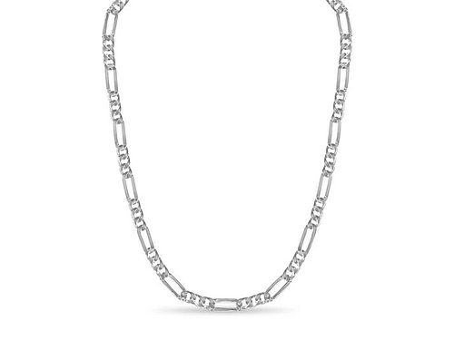 18" Figaro 3+1 Concave Chain in 14K White Gold