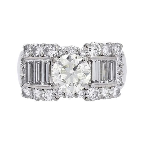 GIA 3.37 ct. Natural Round Diamonds Wedding Ring Set in Platinum