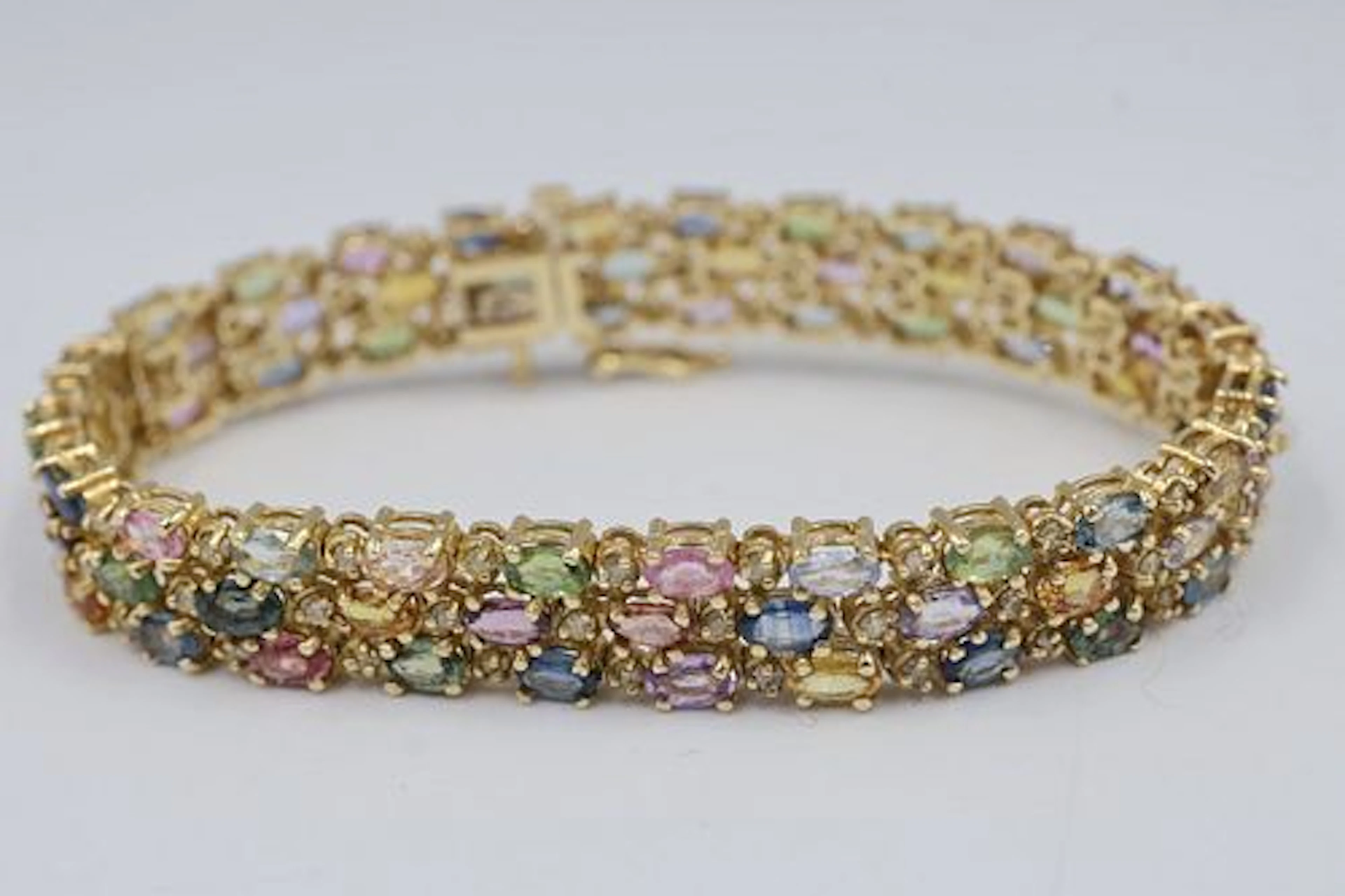 14k Multi Coloured Sapphire Bracelet
