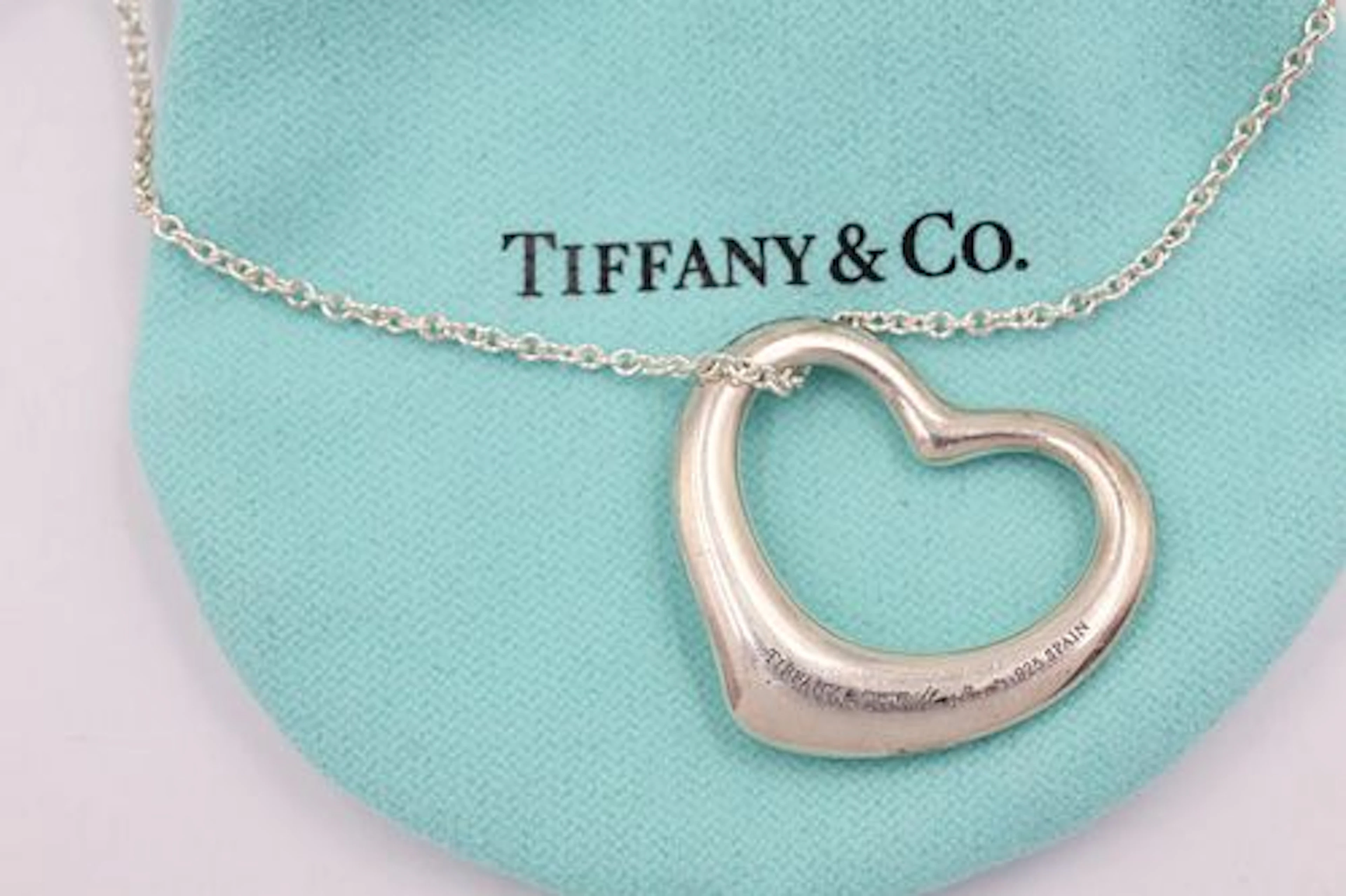 Elsa Peretti For Tiffany & Co 925 Open Heart Pendant & Necklace