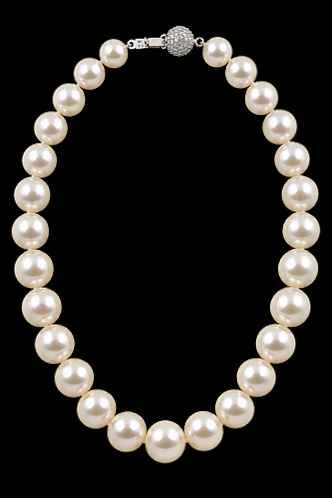 South sea cultured pearl necklace 18k white gold diamond studded clasp