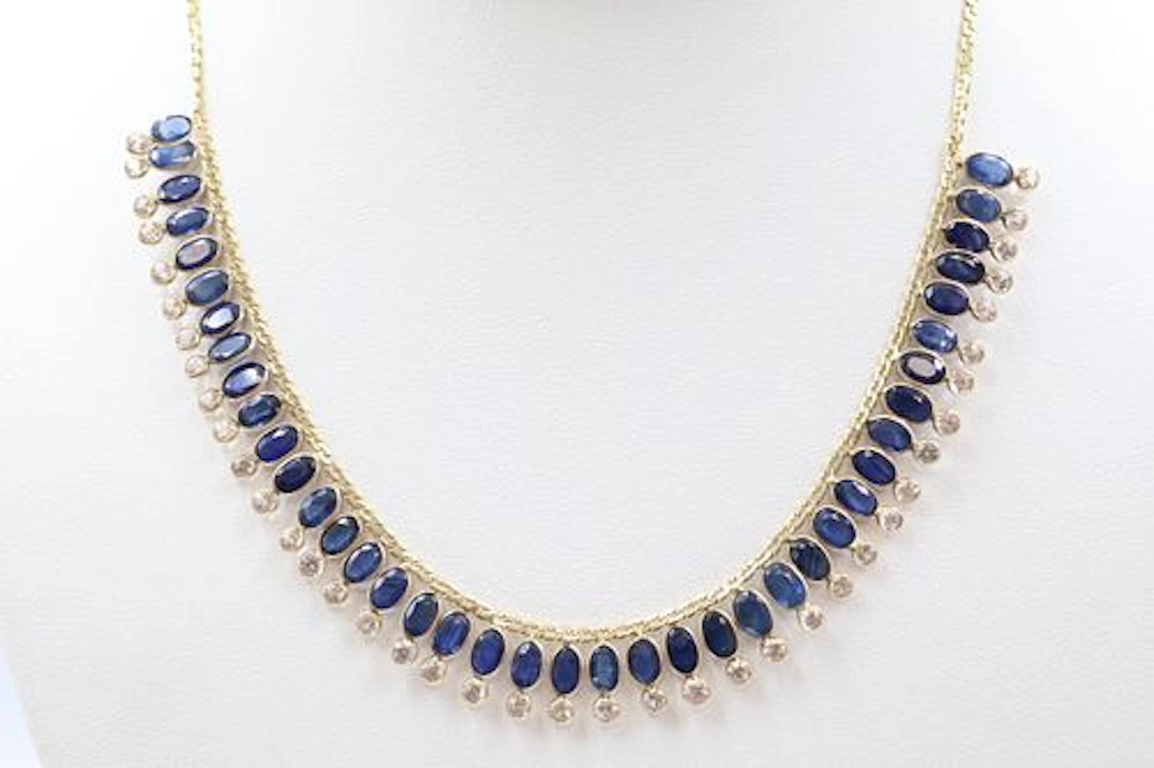 18k Yellow Gold & Sapphire Necklace