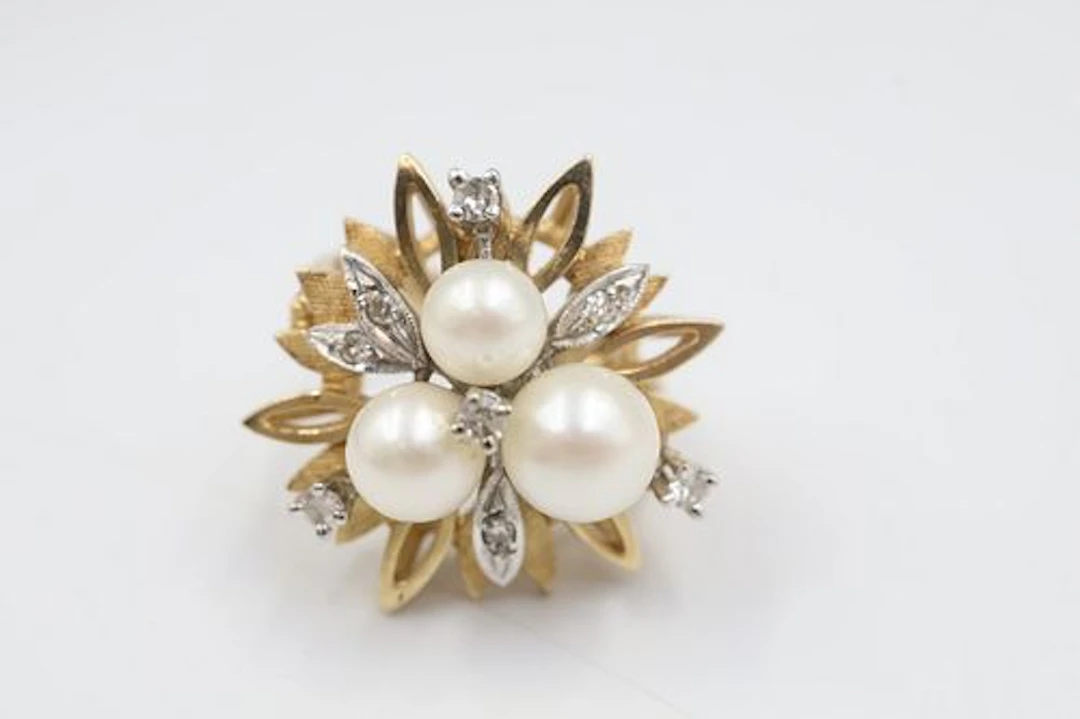 Siffarii 14K Gold, Pearl & Diamond Ring