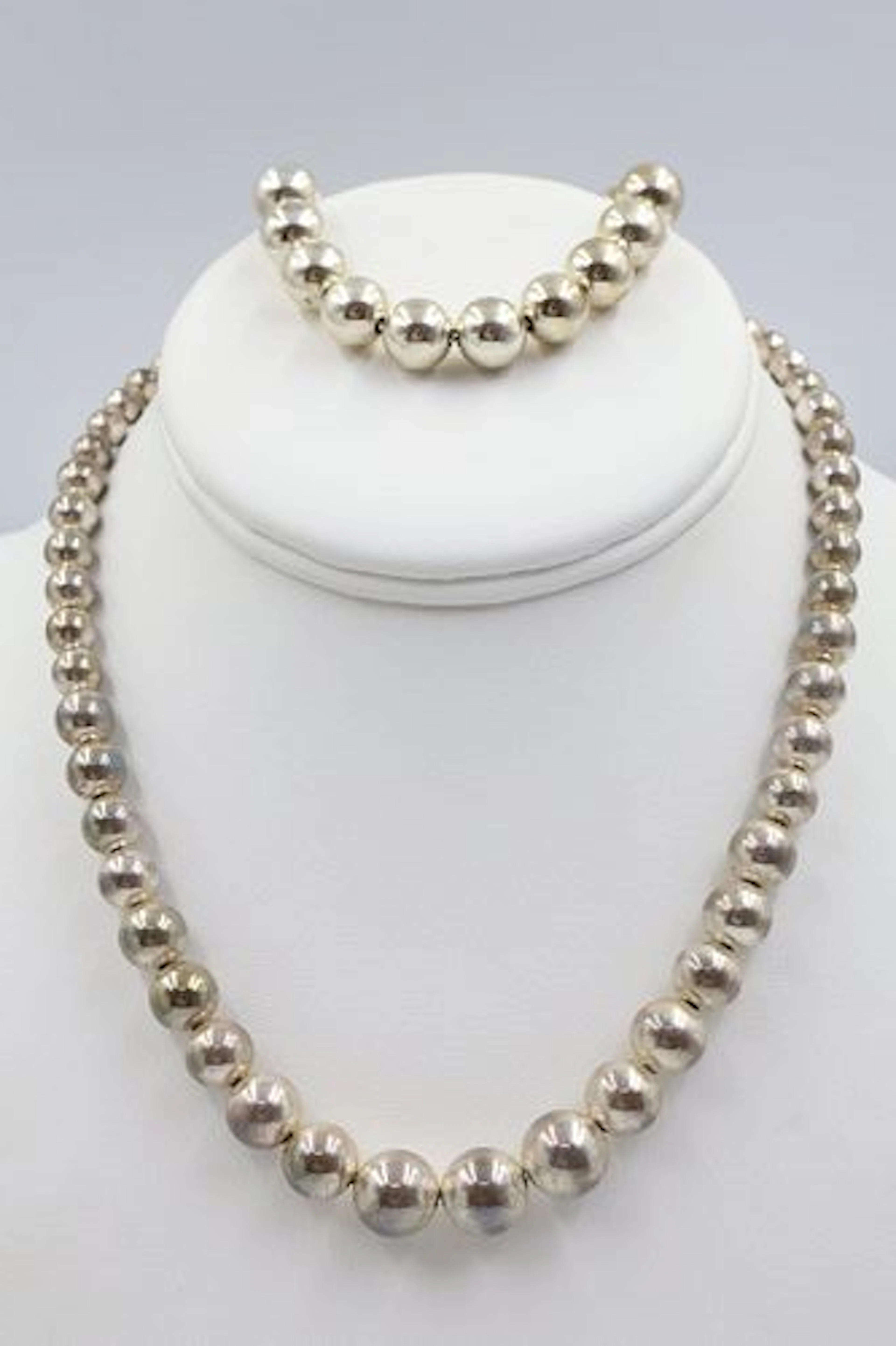 Tiffany & Co 925 Ball Bead Necklace & Bracelet