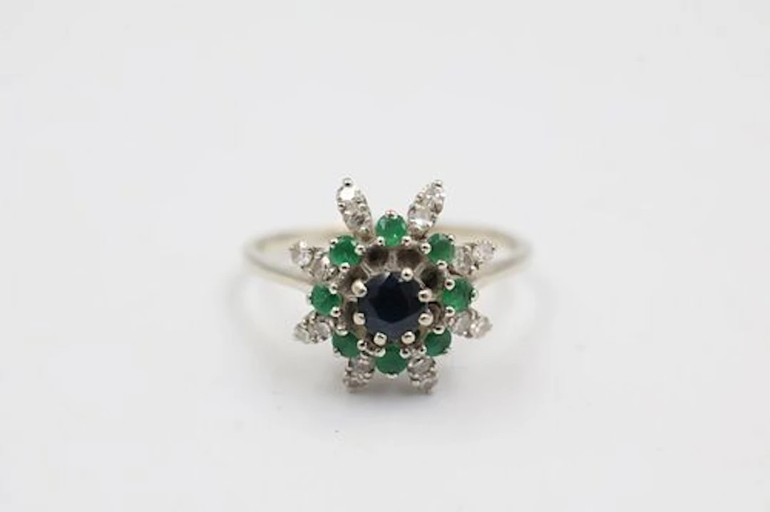 18k Gold, Diamond, Sapphire & Emerald Ring