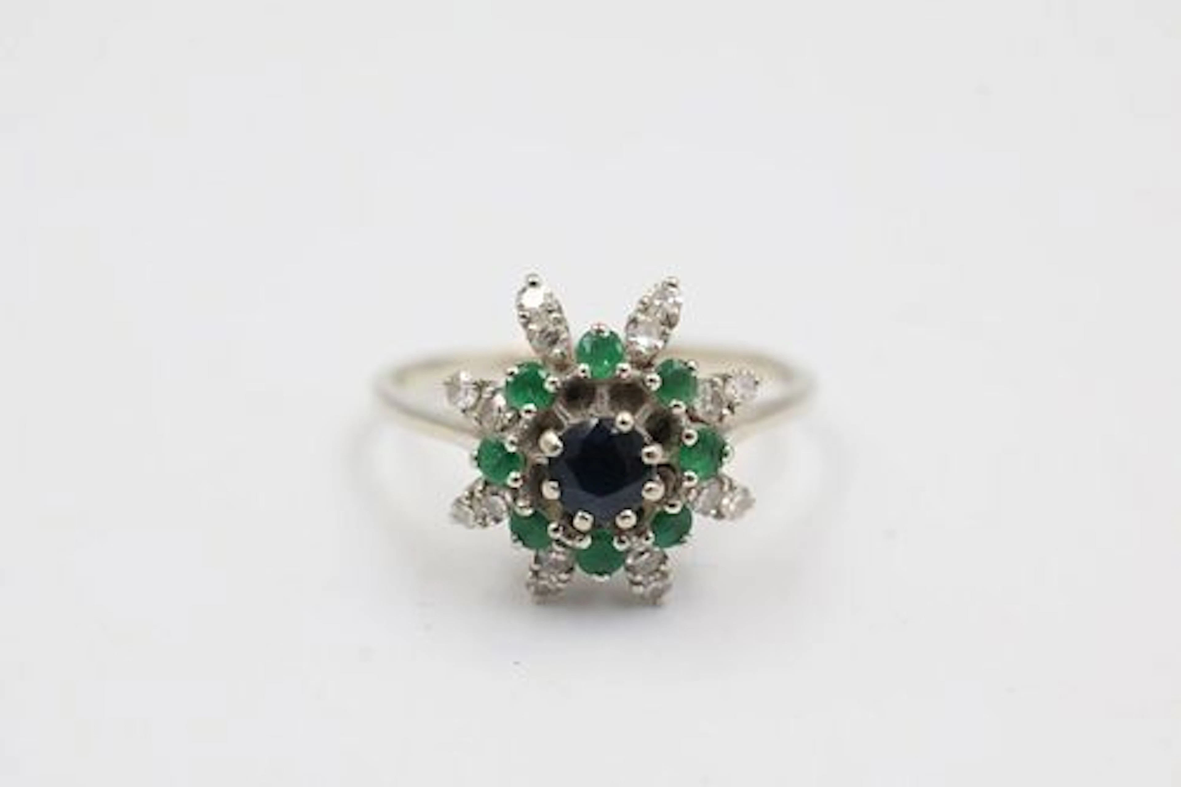 18k Gold, Diamond, Sapphire & Emerald Ring