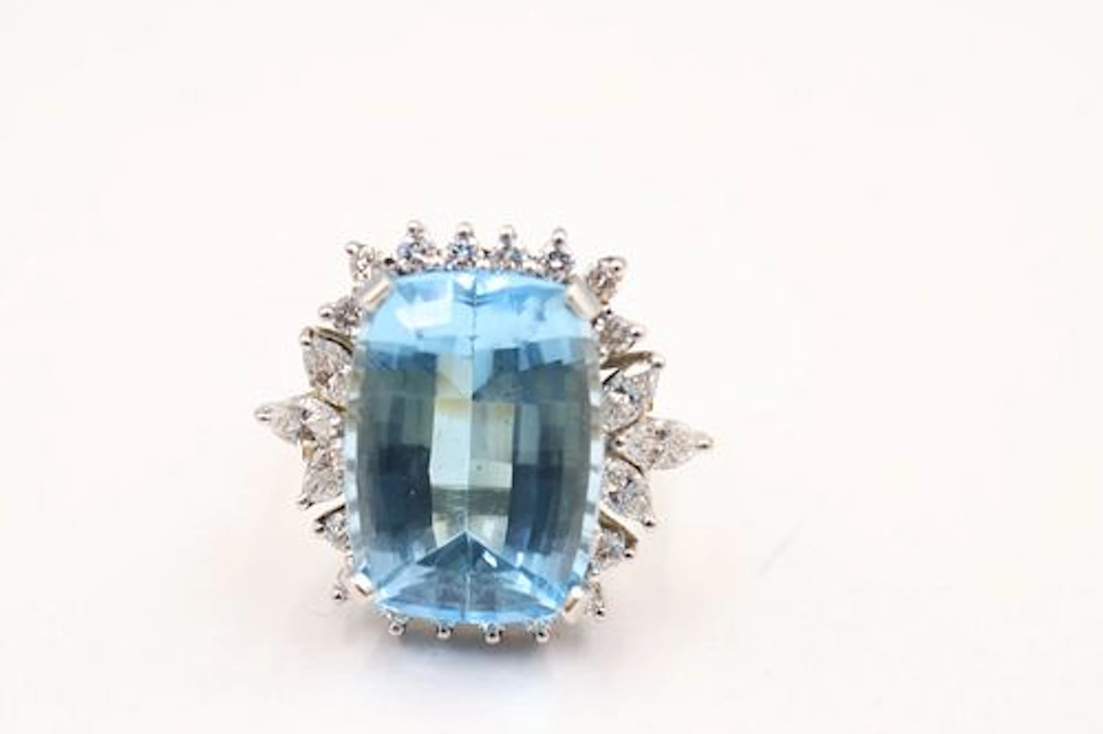 14K Gold, Diamond & Blue Topaz Ring