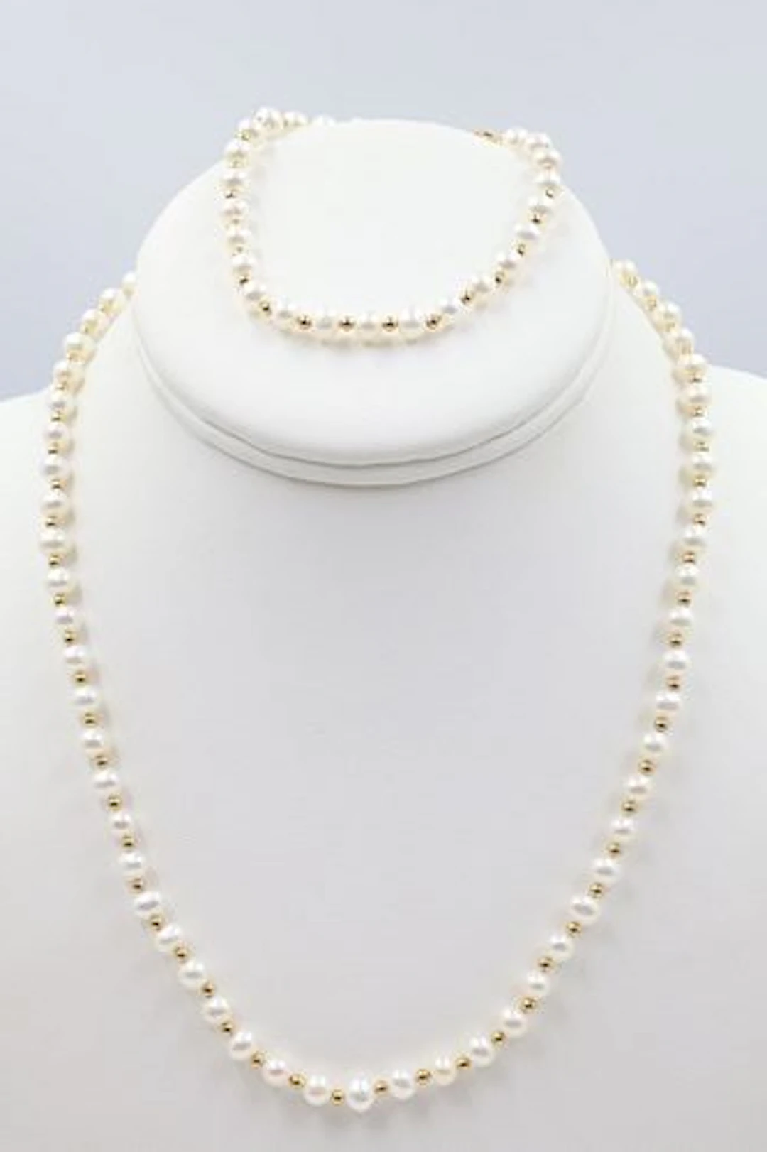 Pearl Bracelet & Necklace With 14k Beads & clasp