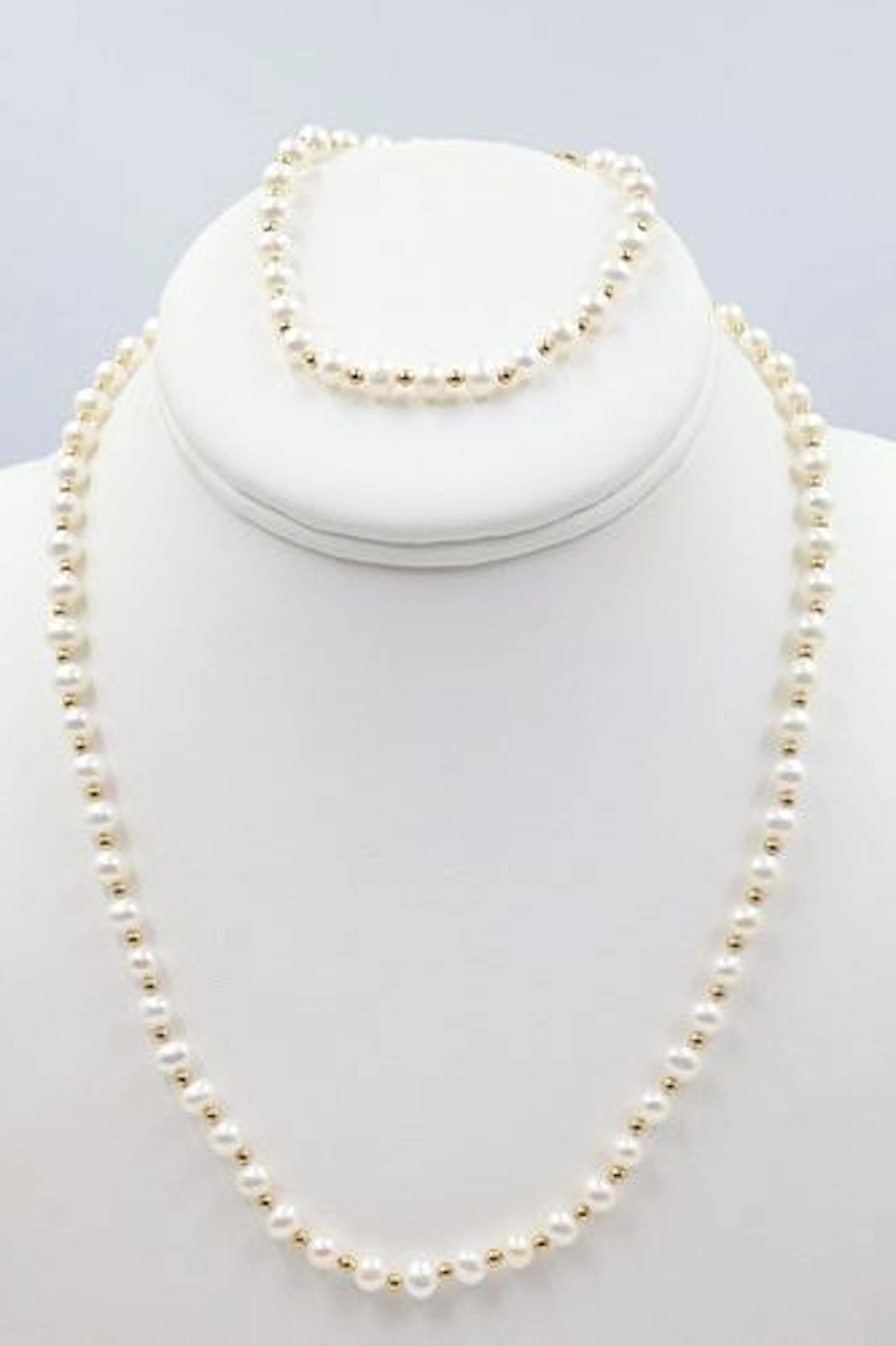 Pearl Bracelet & Necklace With 14k Beads & clasp