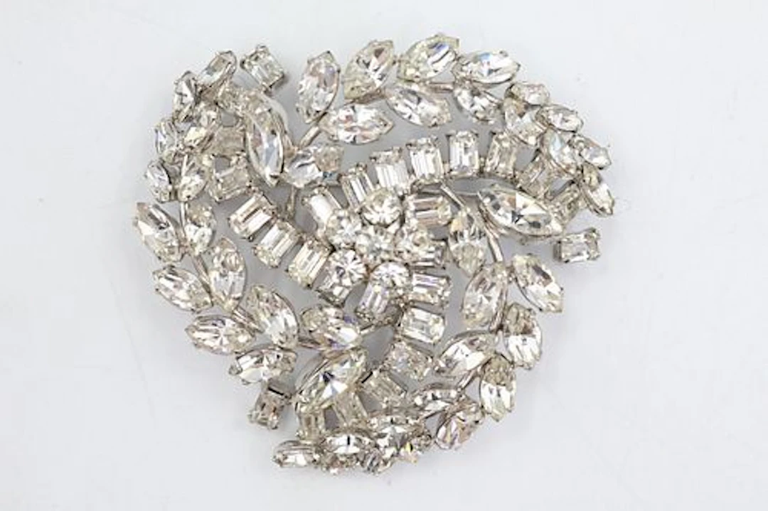 Sherman Clear Crystal Brooch