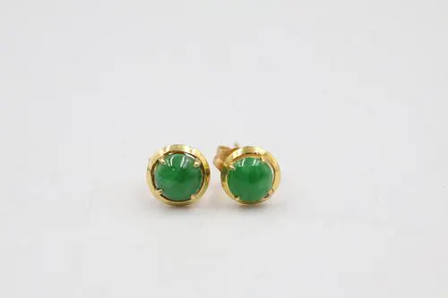 18k Gold & Jade Stud Earrings