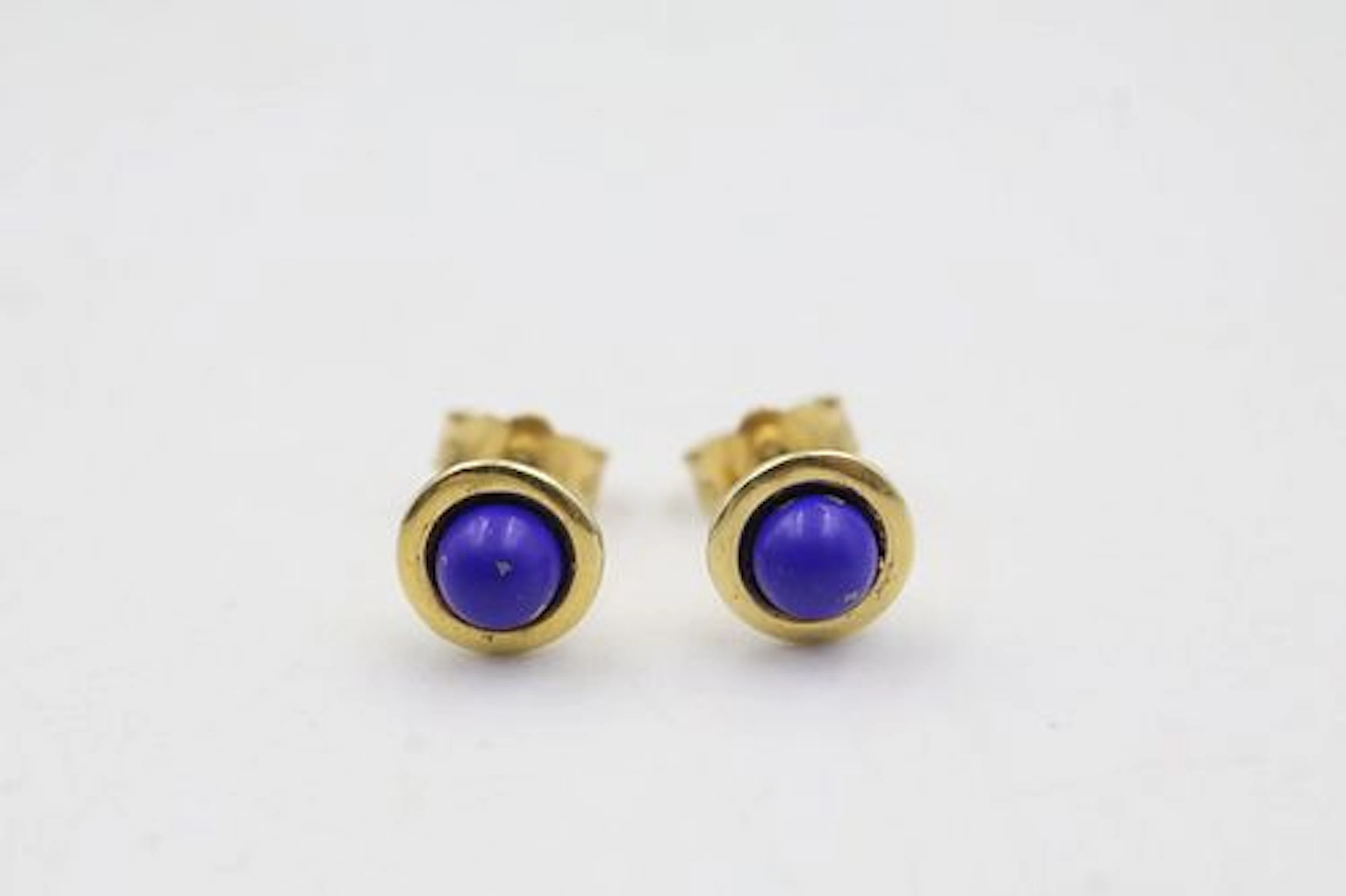 14K Gold & Lapis Lazuli Stud Earrings