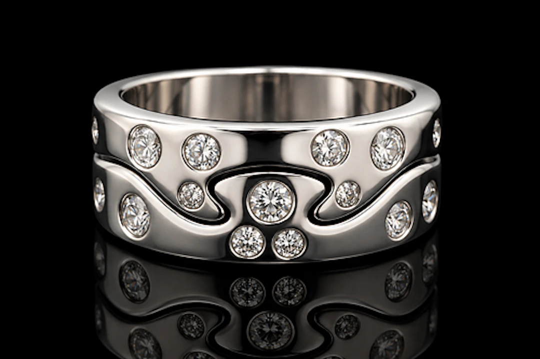 Georg Jensen 18k Fusion ring with diamonds