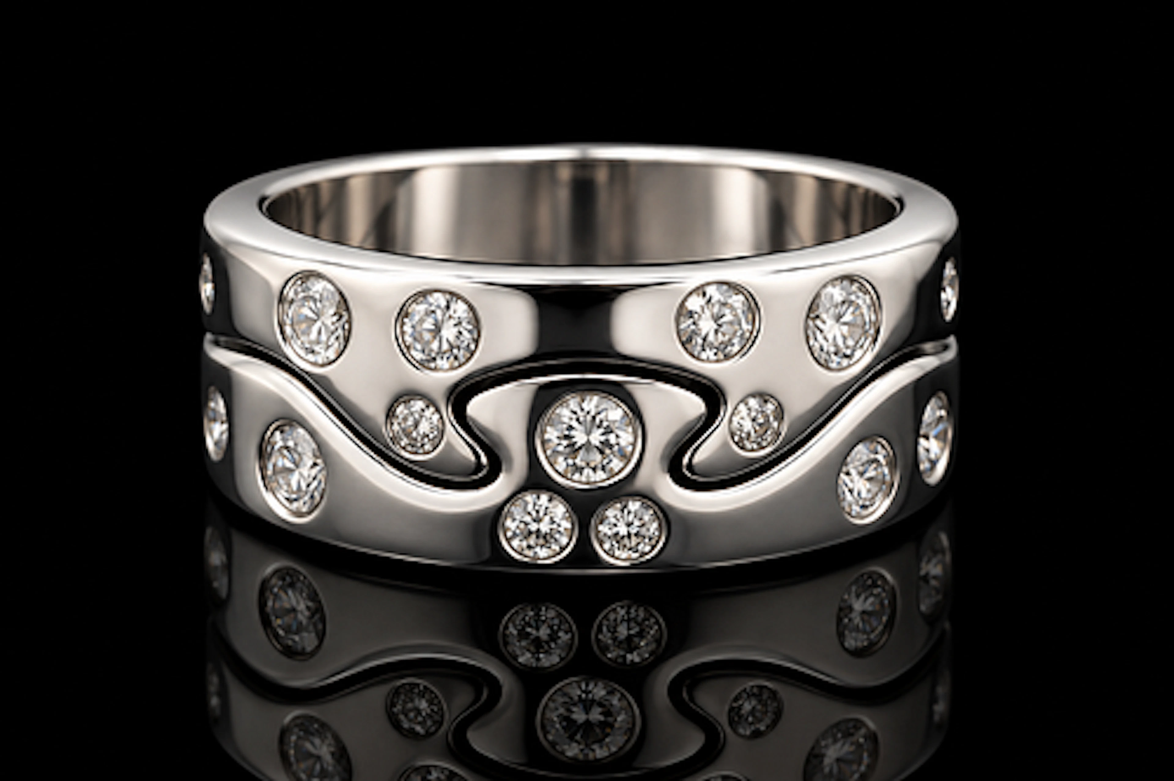 Georg Jensen 18k Fusion ring with diamonds