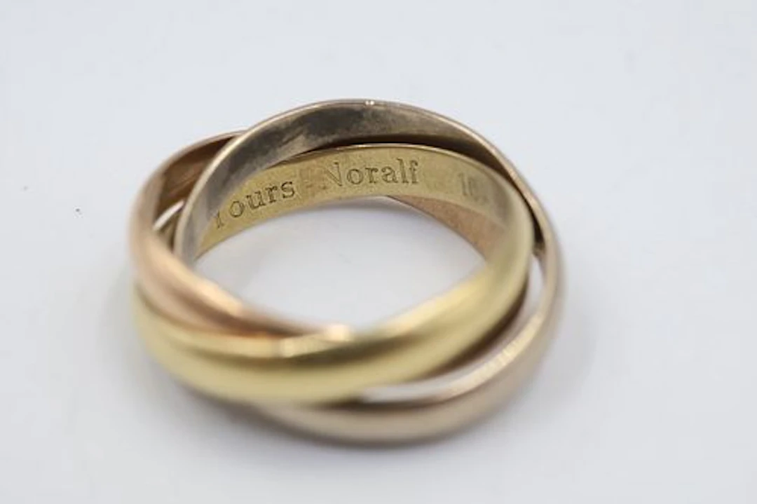Cartier 18k Tri Gold Ring With Certificate Of Authenticity
