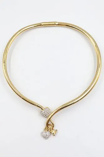 Courreges Paris Gold Tone Crystak Heart Choker