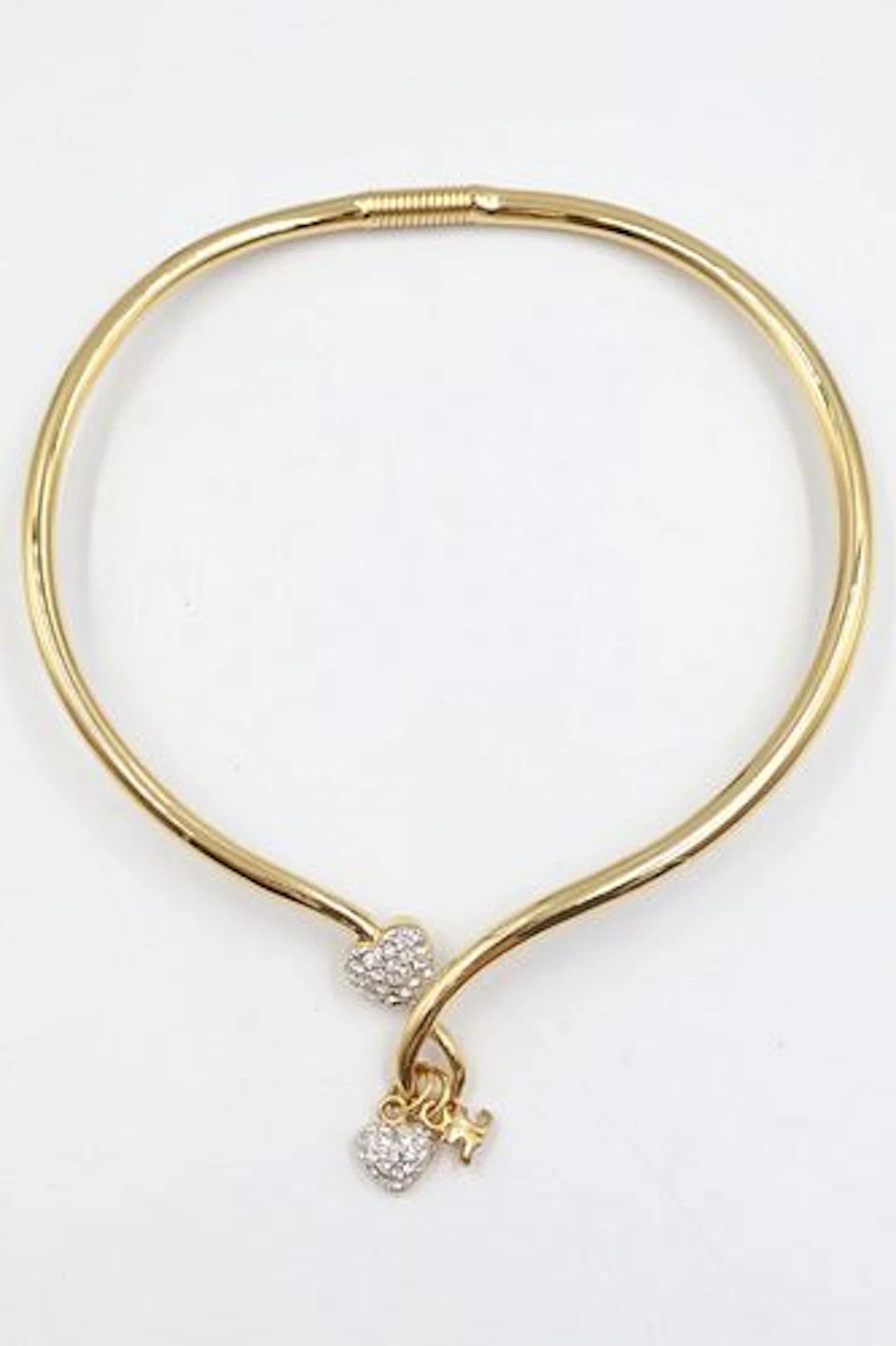 Courreges Paris Gold Tone Crystak Heart Choker