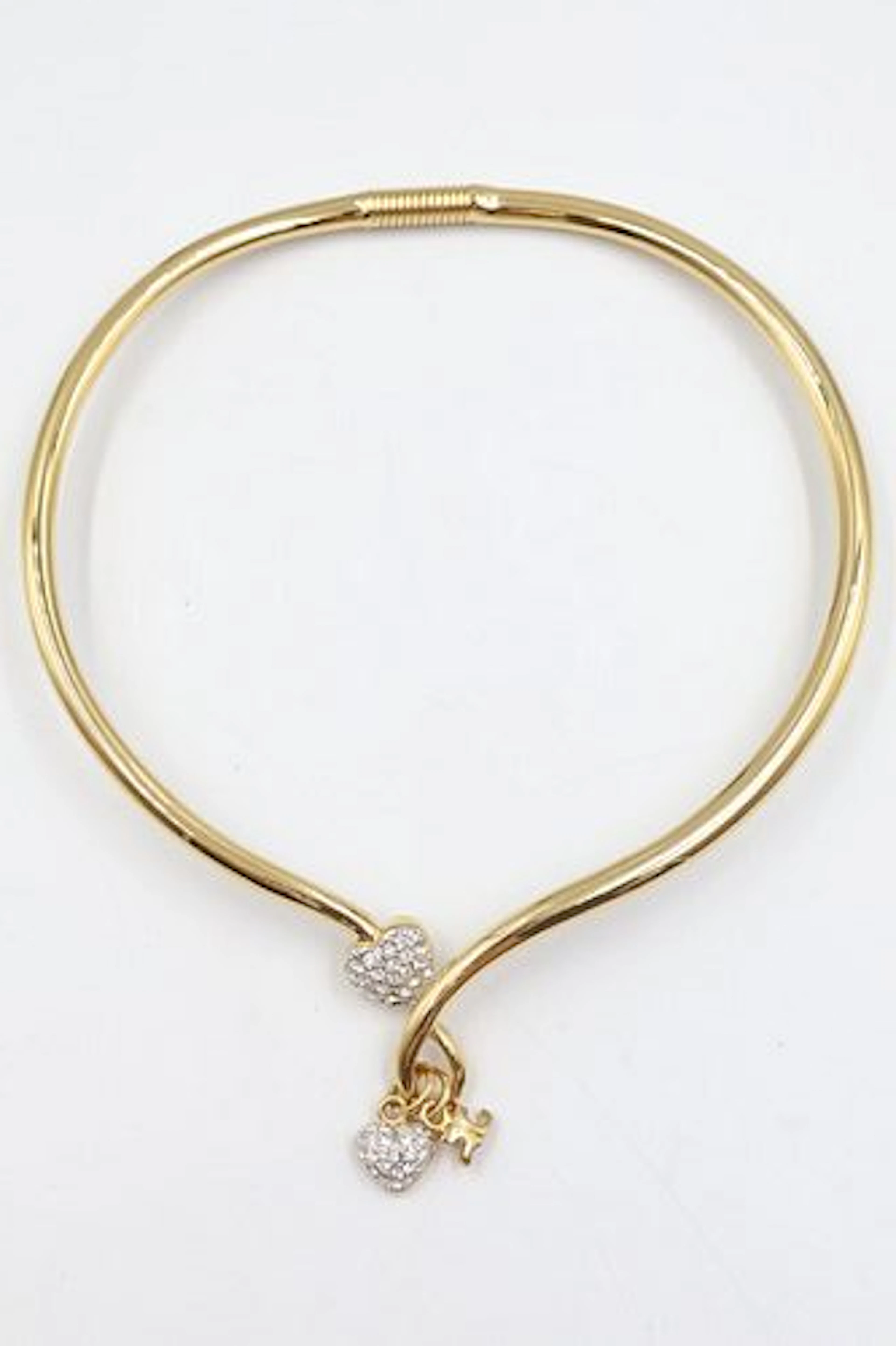 Courreges Paris Gold Tone Crystak Heart Choker
