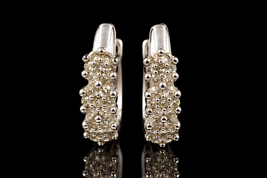 10k White Gold & Diamond Huggies