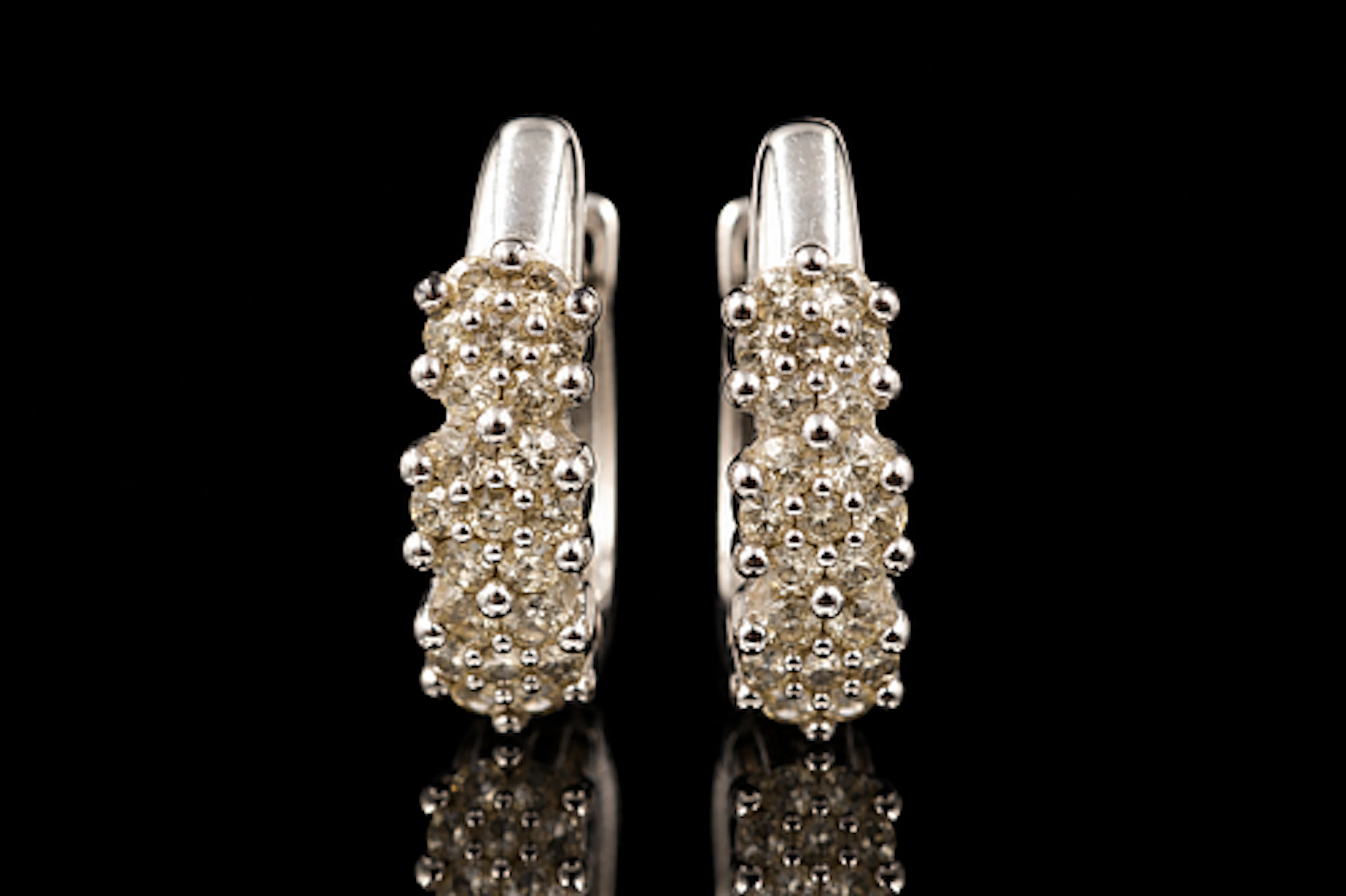 10k White Gold & Diamond Huggies
