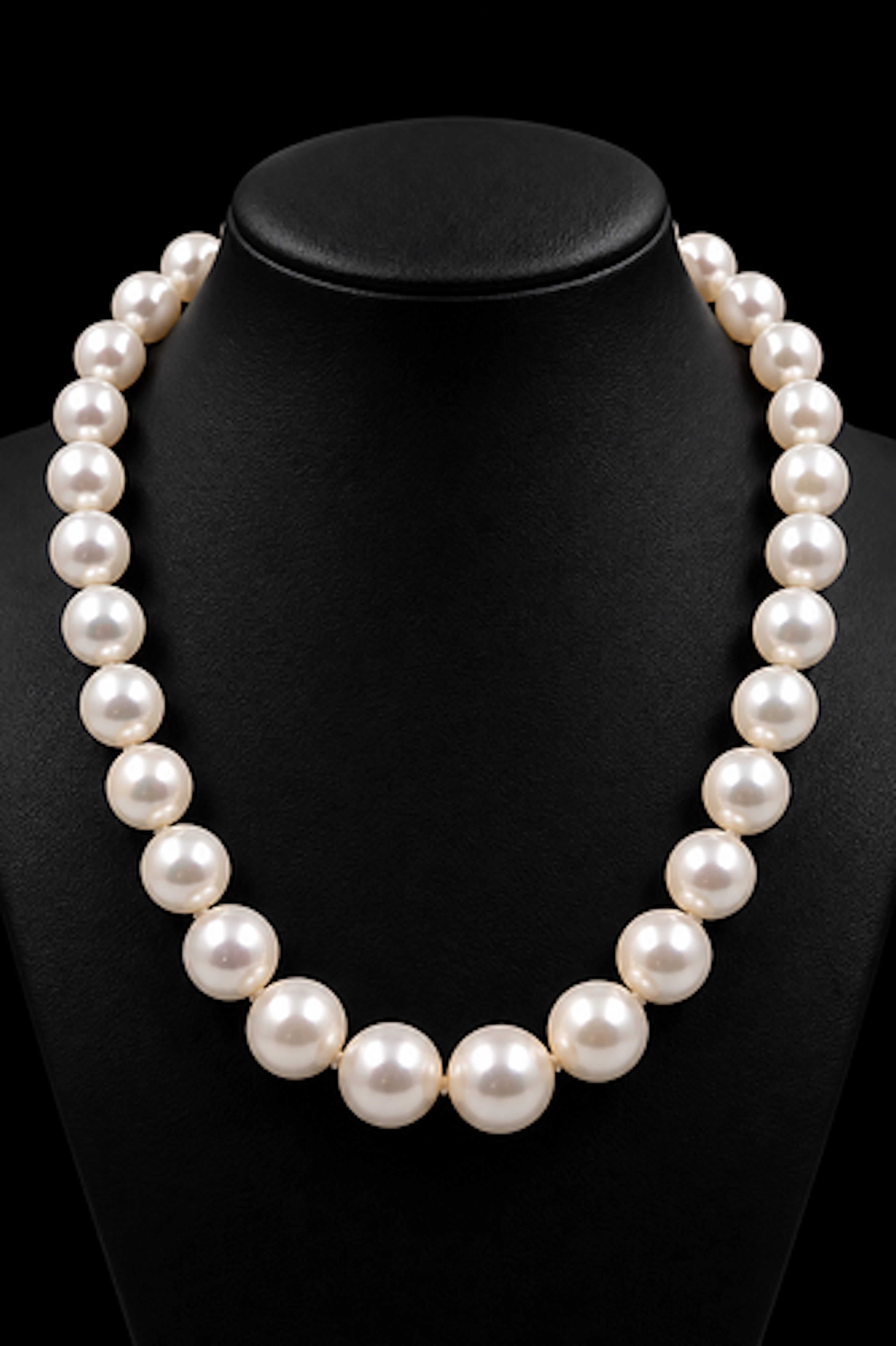 South sea cultured pear necklace 18k white gold natural diamond studded clasp
