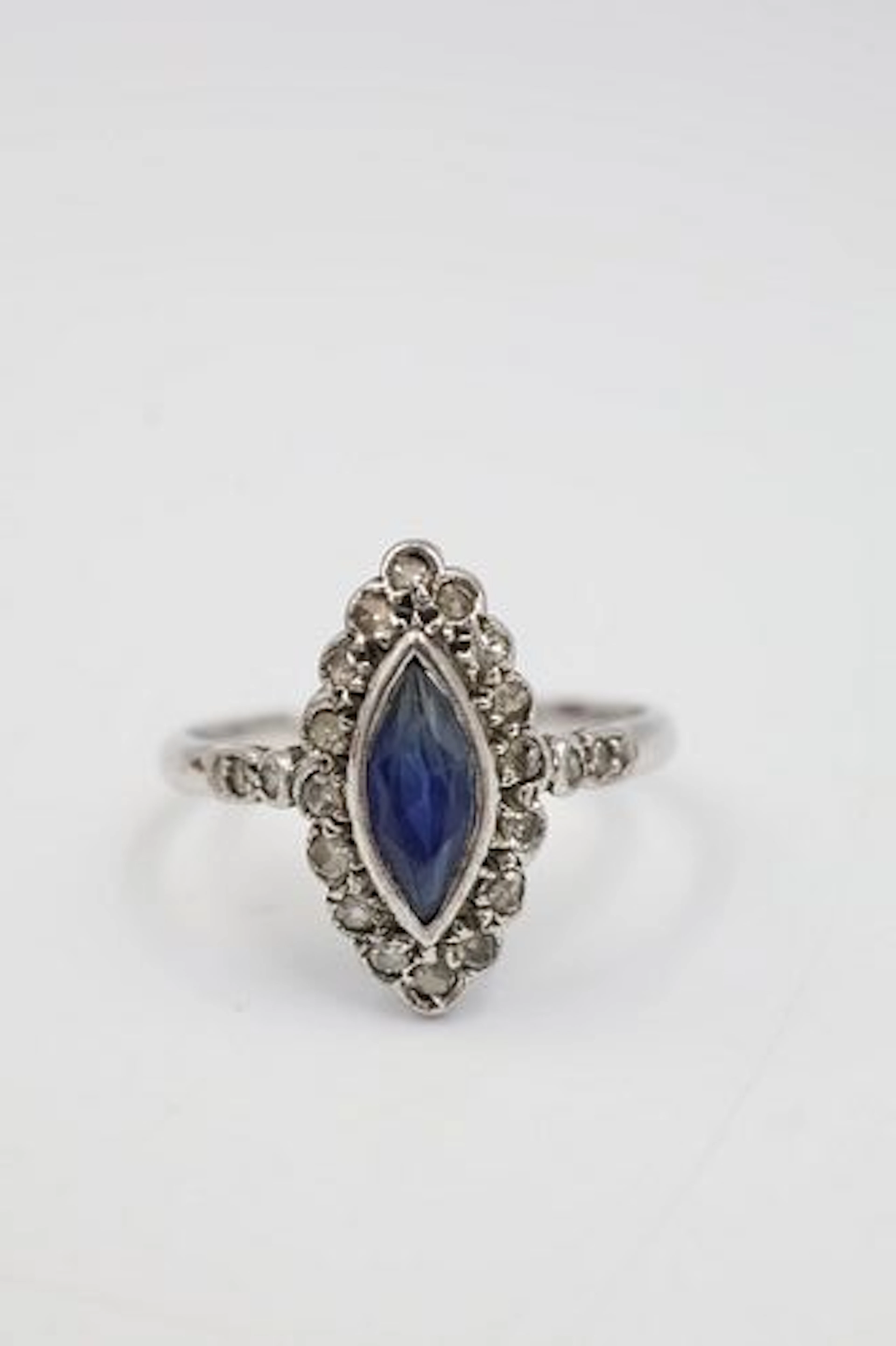 10k White Gold Sapphire & Diamond Ring