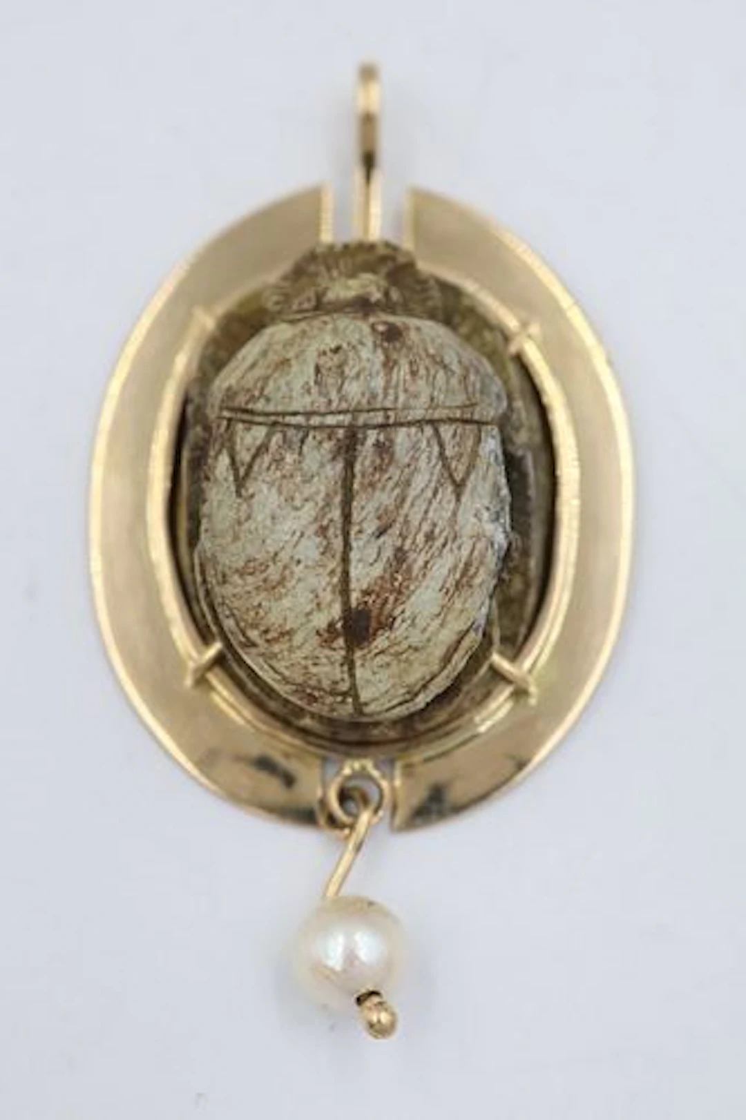 14K Carved Scarab Beetle Pendant