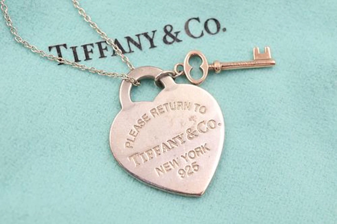 Tiffany & Co 925 Heart & Key Charm & Necklace