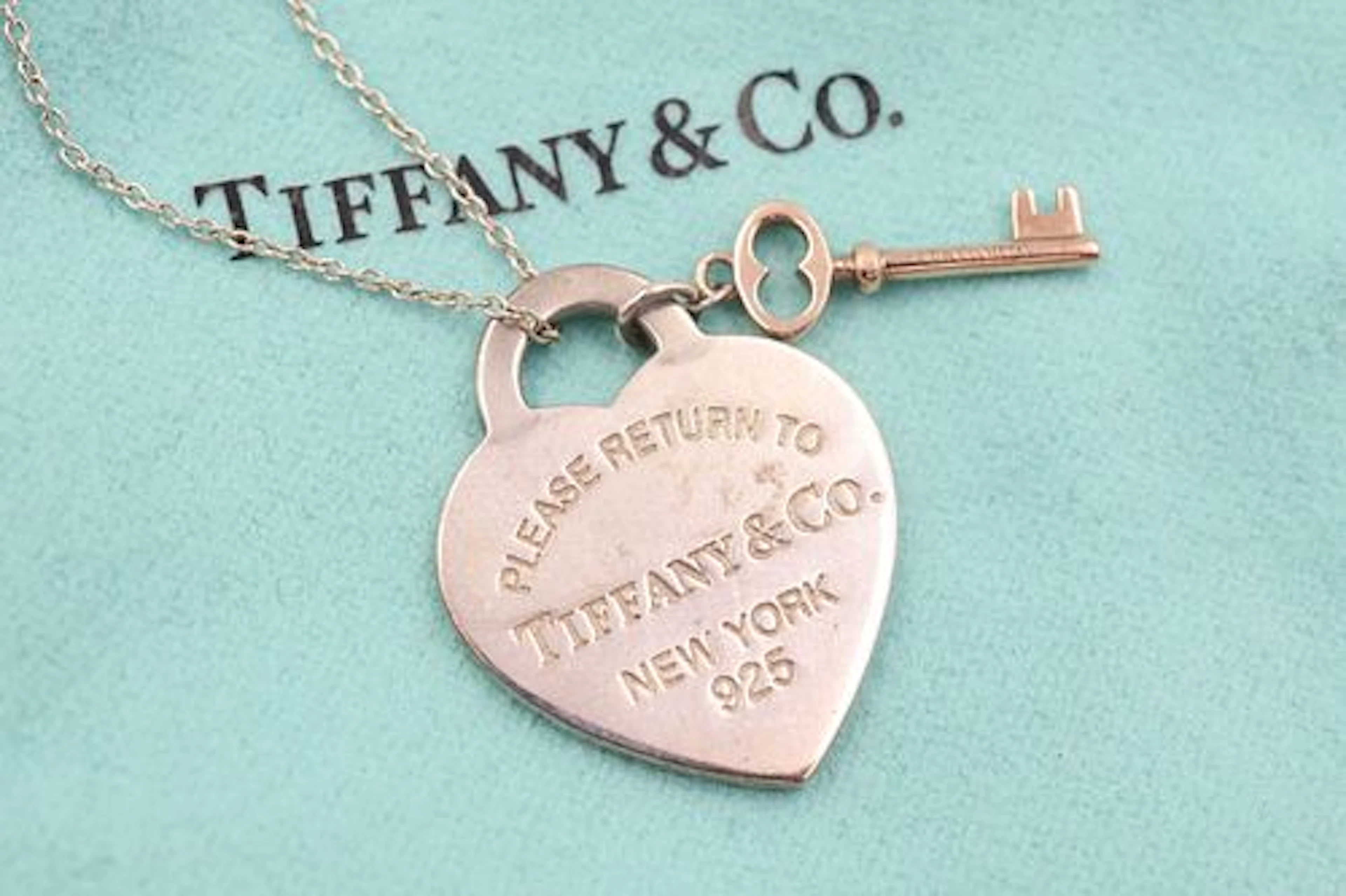 Tiffany & Co 925 Heart & Key Charm & Necklace